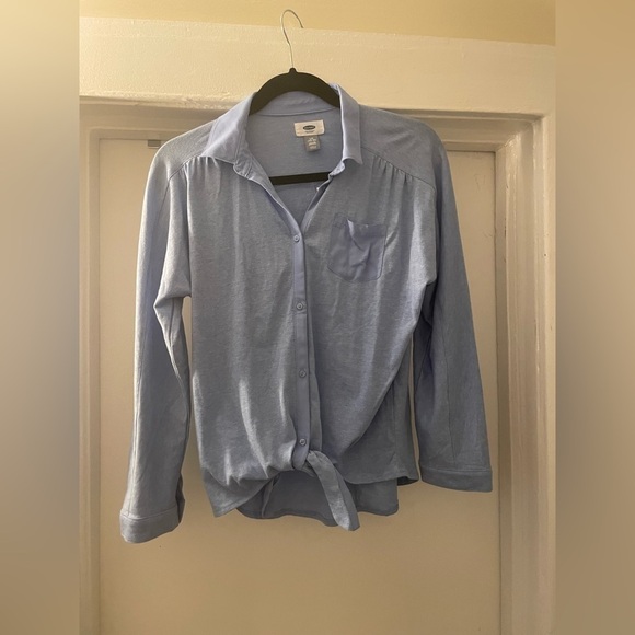 Old Navy Blue button down tie up too size L - Picture 1 of 7